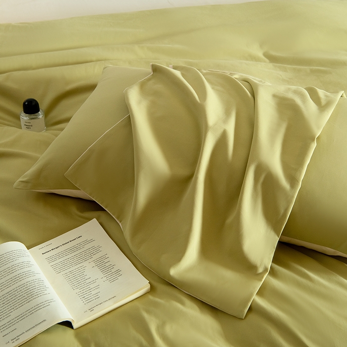 91家纺网 家纺一手货源 找家纺 Mr.pig猪先生水洗棉 2025新款贡缎长绒棉全棉纯棉贡缎磨毛单被套150*200*230加大单被套学生 莫兰绿+透玉粉