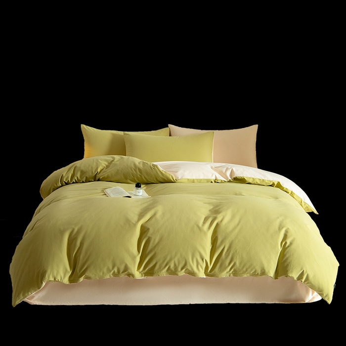 91家纺网 家纺一手货源 找家纺 Mr.pig猪先生水洗棉 2025新款贡缎长绒棉全棉纯棉贡缎磨毛单被套150*200*230加大单被套学生 莫兰绿+透玉粉