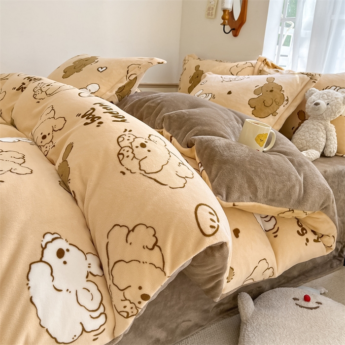 91家纺网 家纺一手货源 找家纺 （总）寻米 2025新款高克重加厚保暖牛奶绒四件套-第二批