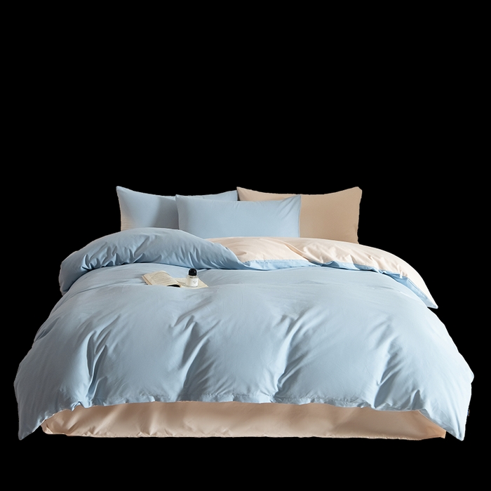 91家纺网 家纺一手货源 找家纺 Mr.pig猪先生水洗棉 2025新款贡缎长绒棉全棉纯棉贡缎磨毛单被套150*200*230加大单被套学生 挪威蓝+透玉粉