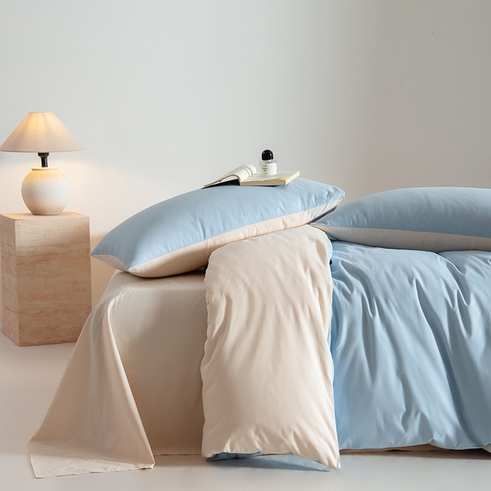 91家纺网 家纺一手货源 找家纺 Mr.pig猪先生水洗棉 2025新款贡缎长绒棉全棉纯棉贡缎磨毛单被套150*200*230加大单被套学生 挪威蓝+透玉粉