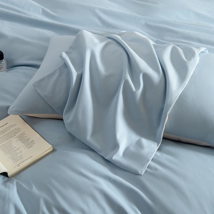 91家纺网 家纺一手货源 找家纺 Mr.pig猪先生水洗棉 2025新款贡缎长绒棉全棉纯棉贡缎磨毛单被套150*200*230加大单被套学生 挪威蓝+透玉粉