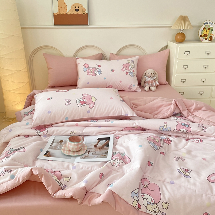 91家纺网 家纺一手货源 找家纺 梵克保罗 2025新款全棉夏被碎花卡通小清新简约纯棉夏凉被夏被四件套三件套 美乐乐蒂