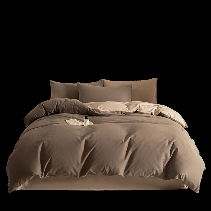 91家纺网 家纺一手货源 找家纺 Mr.pig猪先生水洗棉 2025新款贡缎长绒棉全棉纯棉贡缎磨毛单被套150*200*230加大单被套学生 沙尘灰+奶茶香槟