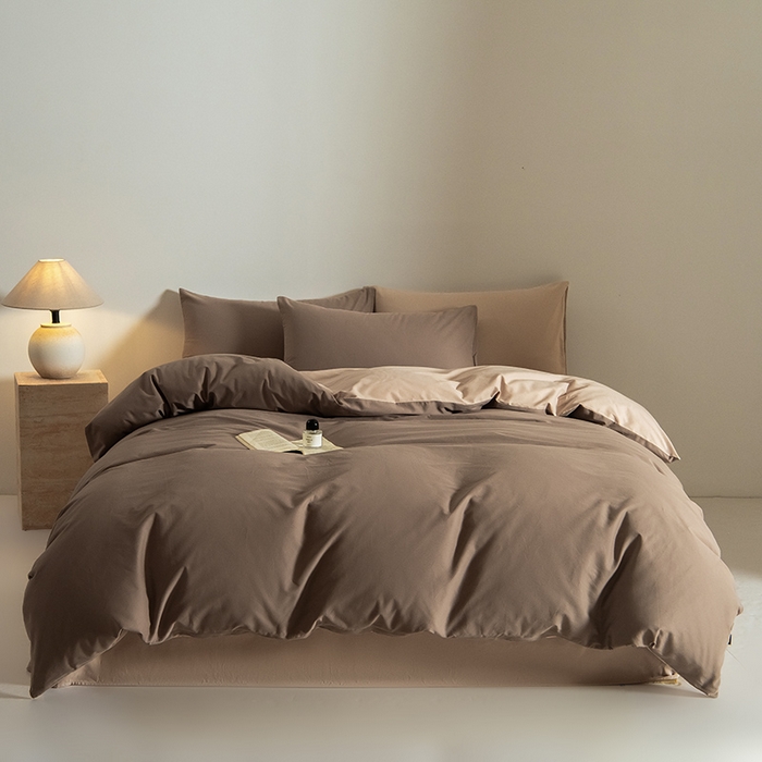 91家纺网 家纺一手货源 找家纺 Mr.pig猪先生水洗棉 2025新款贡缎长绒棉全棉纯棉贡缎磨毛单被套150*200*230加大单被套学生 沙尘灰+奶茶香槟