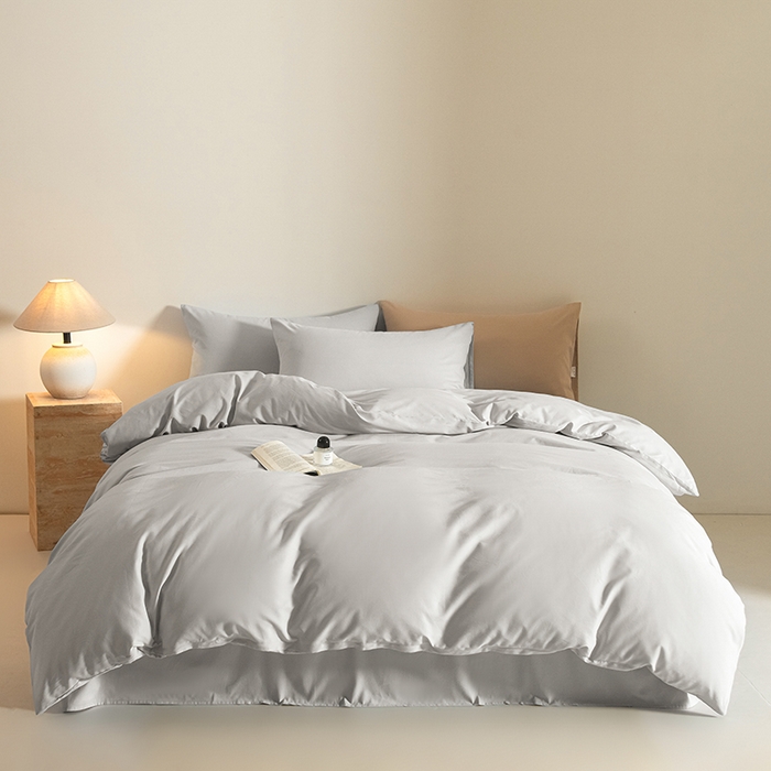 91家纺网 家纺一手货源 找家纺 Mr.pig猪先生水洗棉 2025新款贡缎长绒棉全棉纯棉贡缎磨毛单被套150*200*230加大单被套学生 松灰