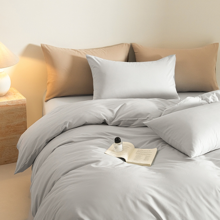 91家纺网 家纺一手货源 找家纺 Mr.pig猪先生水洗棉 2025新款贡缎长绒棉全棉纯棉贡缎磨毛单被套150*200*230加大单被套学生 松灰