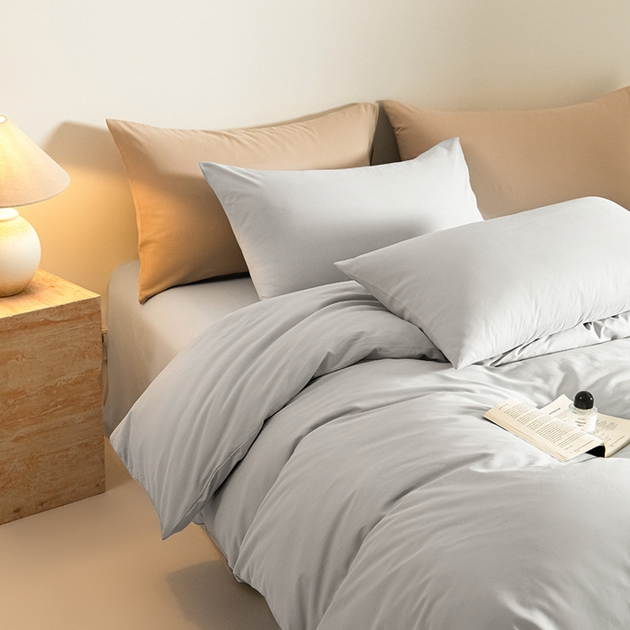 91家纺网 家纺一手货源 找家纺 Mr.pig猪先生水洗棉 2025新款贡缎长绒棉全棉纯棉贡缎磨毛单被套150*200*230加大单被套学生 松灰