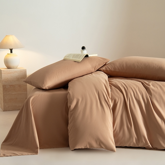 91家纺网 家纺一手货源 找家纺 Mr.pig猪先生水洗棉 2025新款贡缎长绒棉全棉纯棉贡缎磨毛单被套150*200*230加大单被套学生 太妃棕