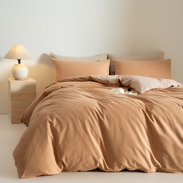 Mr.pig猪先生水洗棉 2025新款贡缎长绒棉全棉纯棉贡缎磨毛单被套150*200*230加大单被套学生 太妃棕+奶茶香槟