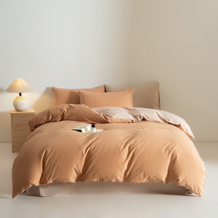 91家纺网 家纺一手货源 找家纺 Mr.pig猪先生水洗棉 2025新款贡缎长绒棉全棉纯棉贡缎磨毛单被套150*200*230加大单被套学生 太妃棕+奶茶香槟