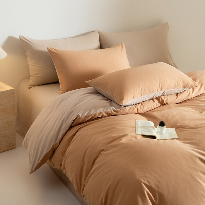 91家纺网 家纺一手货源 找家纺 Mr.pig猪先生水洗棉 2025新款贡缎长绒棉全棉纯棉贡缎磨毛单被套150*200*230加大单被套学生 太妃棕+奶茶香槟