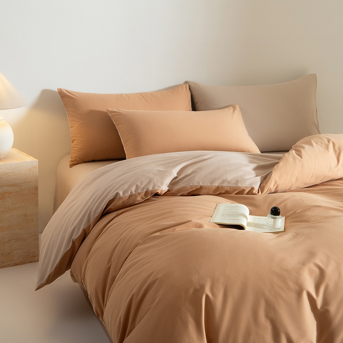 91家纺网 家纺一手货源 找家纺 Mr.pig猪先生水洗棉 2025新款贡缎长绒棉全棉纯棉贡缎磨毛单被套150*200*230加大单被套学生 太妃棕+奶茶香槟