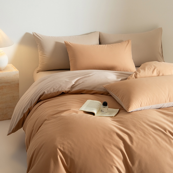 91家纺网 家纺一手货源 找家纺 Mr.pig猪先生水洗棉 2025新款贡缎长绒棉全棉纯棉贡缎磨毛单被套150*200*230加大单被套学生 太妃棕+奶茶香槟