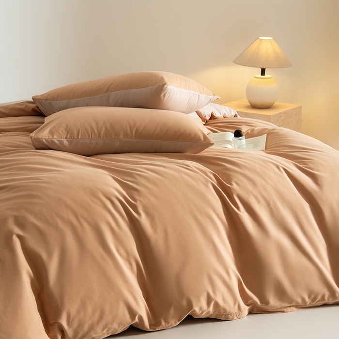 91家纺网 家纺一手货源 找家纺 Mr.pig猪先生水洗棉 2025新款贡缎长绒棉全棉纯棉贡缎磨毛单被套150*200*230加大单被套学生 太妃棕+奶茶香槟