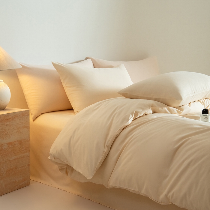 91家纺网 家纺一手货源 找家纺 Mr.pig猪先生水洗棉 2025新款贡缎长绒棉全棉纯棉贡缎磨毛单被套150*200*230加大单被套学生 透玉粉