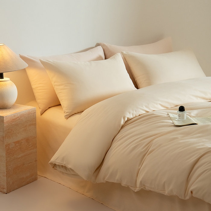 91家纺网 家纺一手货源 找家纺 Mr.pig猪先生水洗棉 2025新款贡缎长绒棉全棉纯棉贡缎磨毛单被套150*200*230加大单被套学生 透玉粉