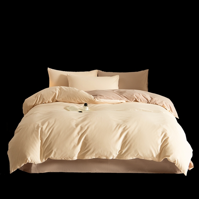 91家纺网 家纺一手货源 找家纺 Mr.pig猪先生水洗棉 2025新款贡缎长绒棉全棉纯棉贡缎磨毛单被套150*200*230加大单被套学生 透玉粉+奶茶香槟