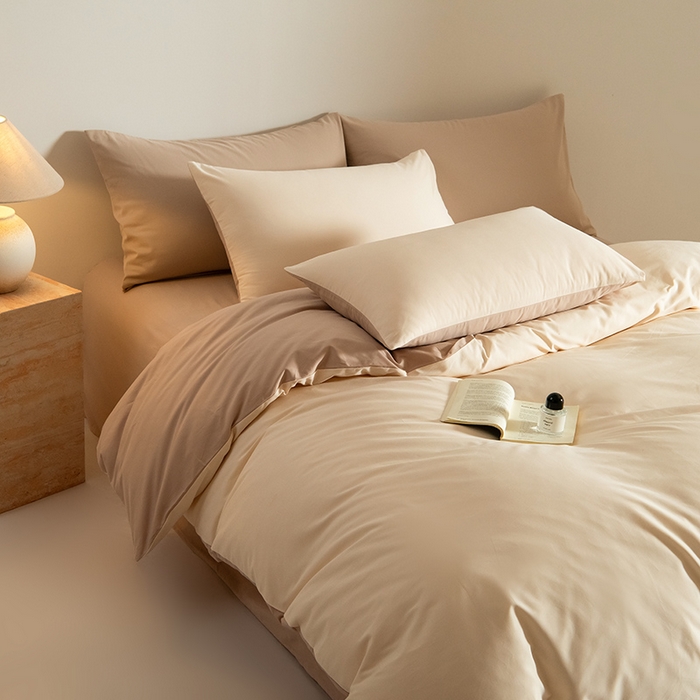 91家纺网 家纺一手货源 找家纺 Mr.pig猪先生水洗棉 2025新款贡缎长绒棉全棉纯棉贡缎磨毛单被套150*200*230加大单被套学生 透玉粉+奶茶香槟