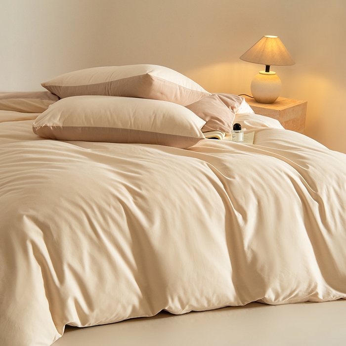 91家纺网 家纺一手货源 找家纺 Mr.pig猪先生水洗棉 2025新款贡缎长绒棉全棉纯棉贡缎磨毛单被套150*200*230加大单被套学生 透玉粉+奶茶香槟