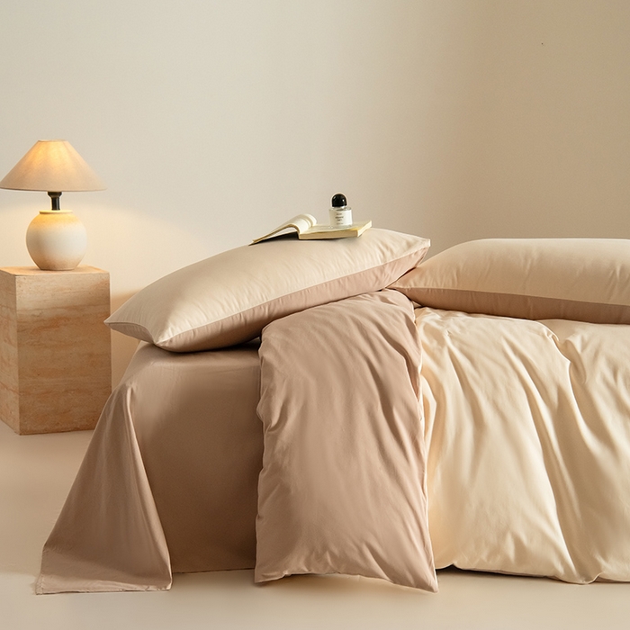 91家纺网 家纺一手货源 找家纺 Mr.pig猪先生水洗棉 2025新款贡缎长绒棉全棉纯棉贡缎磨毛单被套150*200*230加大单被套学生 透玉粉+奶茶香槟