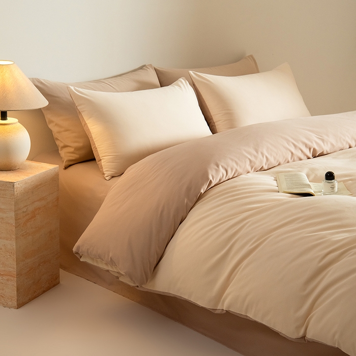 91家纺网 家纺一手货源 找家纺 Mr.pig猪先生水洗棉 2025新款贡缎长绒棉全棉纯棉贡缎磨毛单被套150*200*230加大单被套学生 透玉粉+奶茶香槟