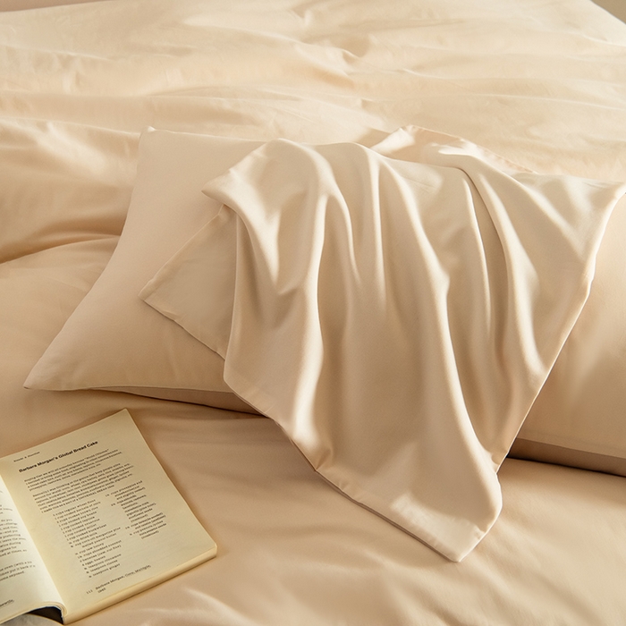 91家纺网 家纺一手货源 找家纺 Mr.pig猪先生水洗棉 2025新款贡缎长绒棉全棉纯棉贡缎磨毛单被套150*200*230加大单被套学生 透玉粉+奶茶香槟