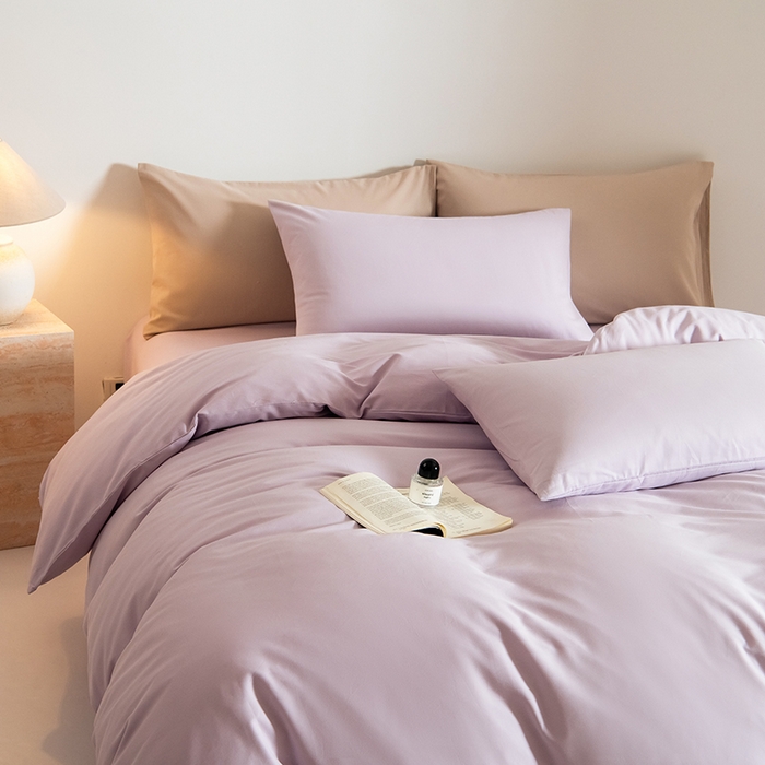 91家纺网 家纺一手货源 找家纺 Mr.pig猪先生水洗棉 2025新款贡缎长绒棉全棉纯棉贡缎磨毛单被套150*200*230加大单被套学生 郁金香紫