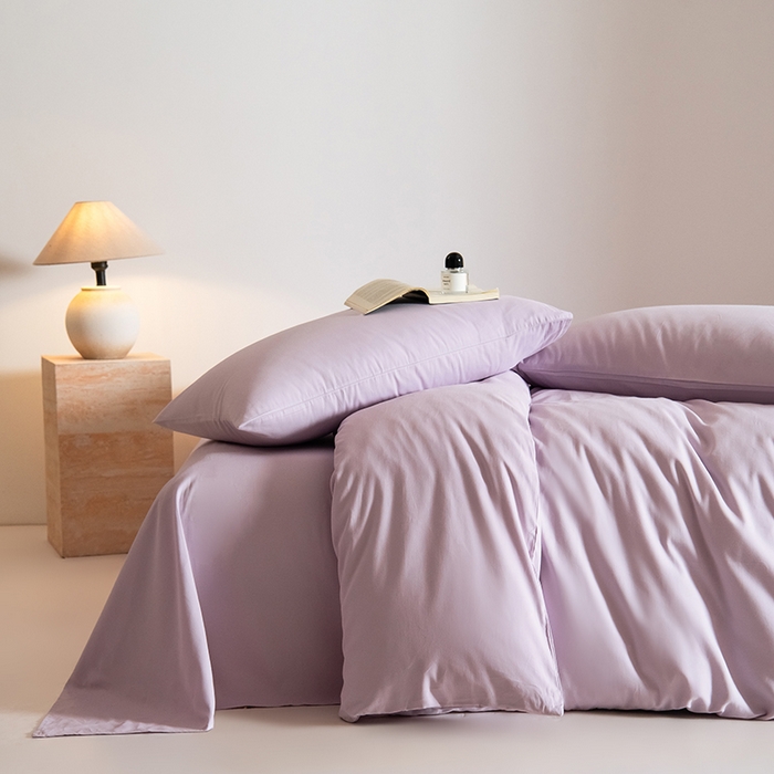 91家纺网 家纺一手货源 找家纺 Mr.pig猪先生水洗棉 2025新款贡缎长绒棉全棉纯棉贡缎磨毛单被套150*200*230加大单被套学生 郁金香紫