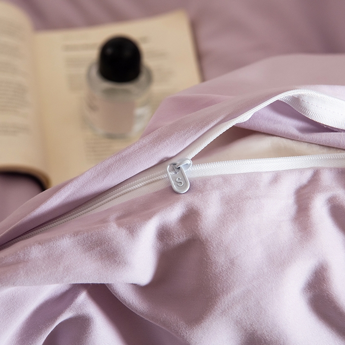 91家纺网 家纺一手货源 找家纺 Mr.pig猪先生水洗棉 2025新款贡缎长绒棉全棉纯棉贡缎磨毛单被套150*200*230加大单被套学生 郁金香紫