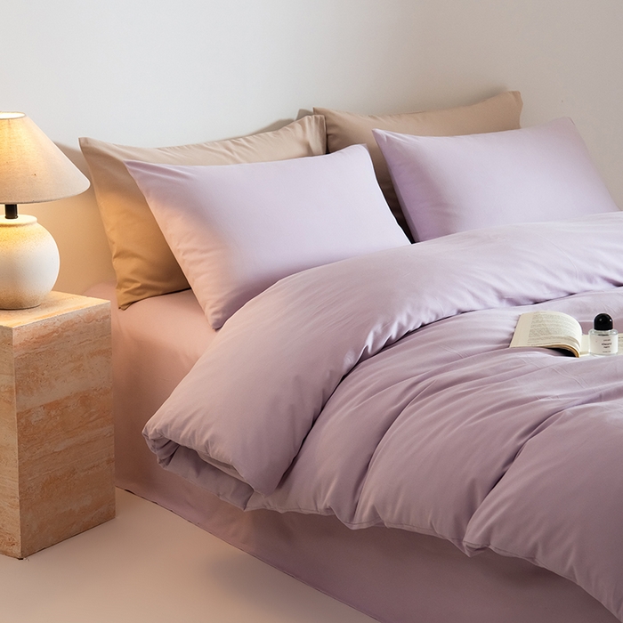 91家纺网 家纺一手货源 找家纺 Mr.pig猪先生水洗棉 2025新款贡缎长绒棉全棉纯棉贡缎磨毛单被套150*200*230加大单被套学生 郁金香紫