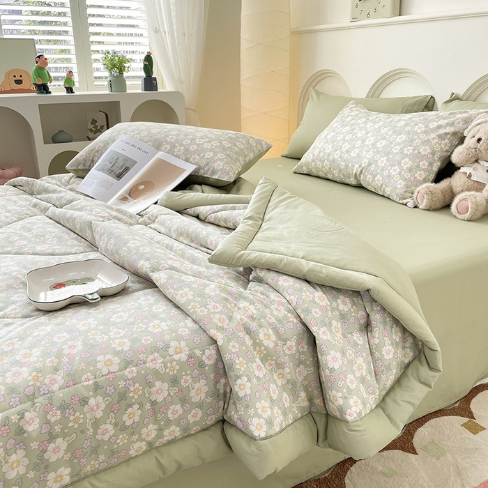 91家纺网 家纺一手货源 找家纺 梵克保罗 2025新款全棉夏被碎花卡通小清新简约纯棉夏凉被夏被四件套三件套 花