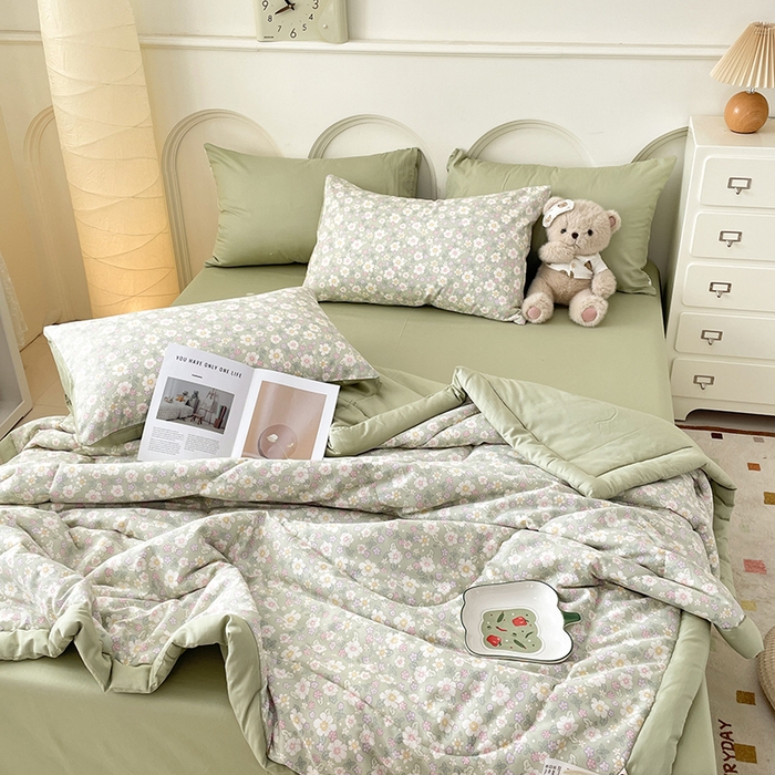 91家纺网 家纺一手货源 找家纺 梵克保罗 2025新款全棉夏被碎花卡通小清新简约纯棉夏凉被夏被四件套三件套 花