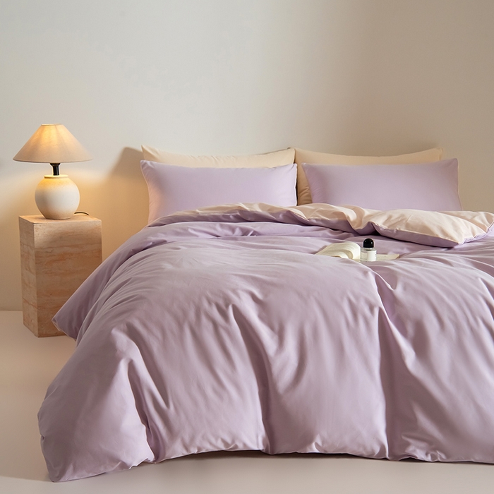 Mr.pig猪先生水洗棉 2025新款贡缎长绒棉全棉纯棉贡缎磨毛单被套150*200*230加大单被套学生 郁金香紫+芙蓉粉