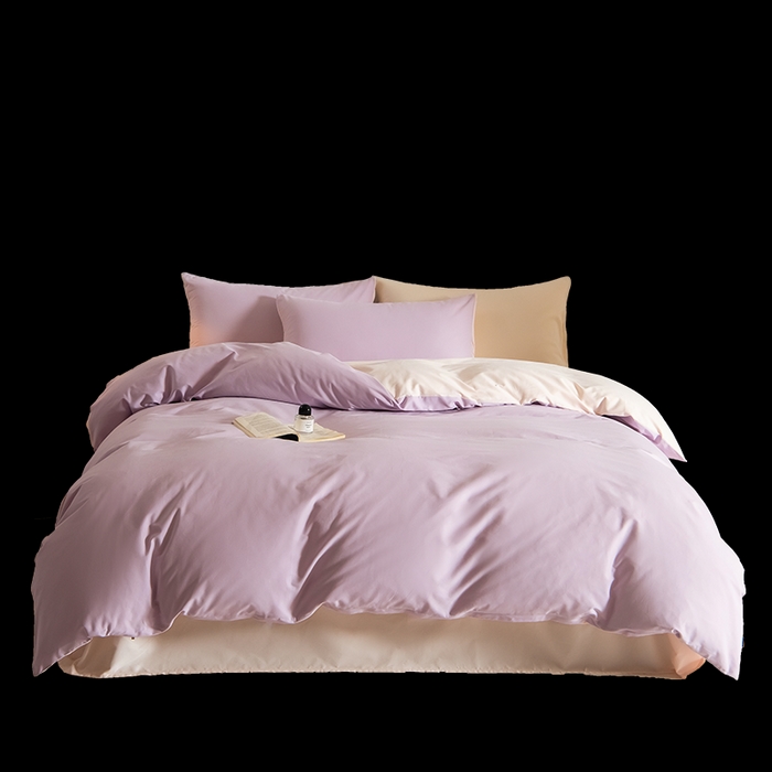 91家纺网 家纺一手货源 找家纺 Mr.pig猪先生水洗棉 2025新款贡缎长绒棉全棉纯棉贡缎磨毛单被套150*200*230加大单被套学生 郁金香紫+芙蓉粉