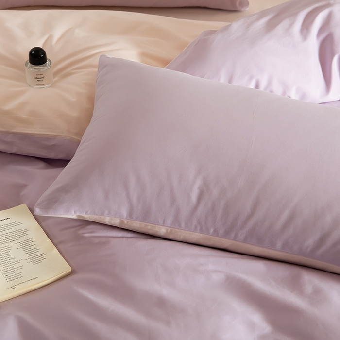 91家纺网 家纺一手货源 找家纺 Mr.pig猪先生水洗棉 2025新款贡缎长绒棉全棉纯棉贡缎磨毛单被套150*200*230加大单被套学生 郁金香紫+芙蓉粉