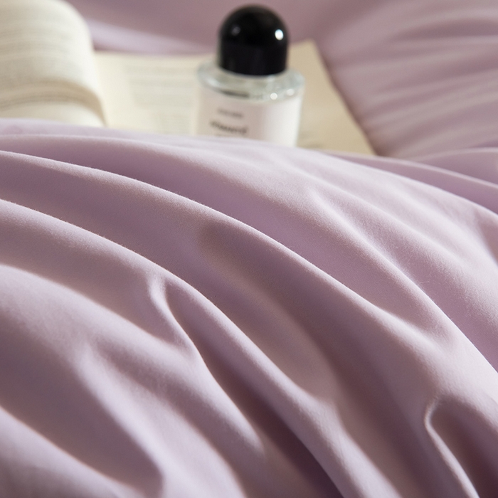 91家纺网 家纺一手货源 找家纺 Mr.pig猪先生水洗棉 2025新款贡缎长绒棉全棉纯棉贡缎磨毛单被套150*200*230加大单被套学生 郁金香紫+芙蓉粉