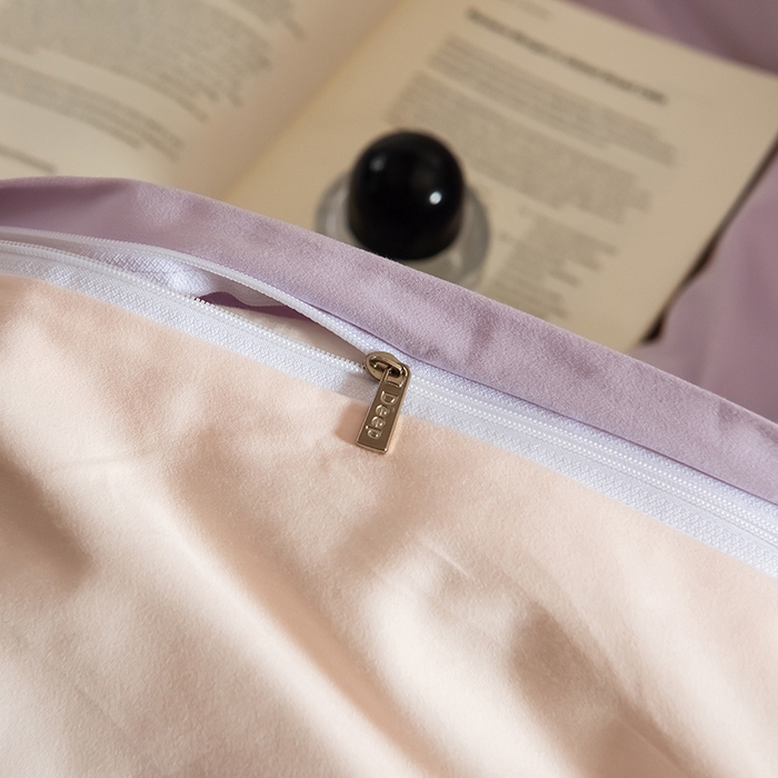 91家纺网 家纺一手货源 找家纺 Mr.pig猪先生水洗棉 2025新款贡缎长绒棉全棉纯棉贡缎磨毛单被套150*200*230加大单被套学生 郁金香紫+芙蓉粉