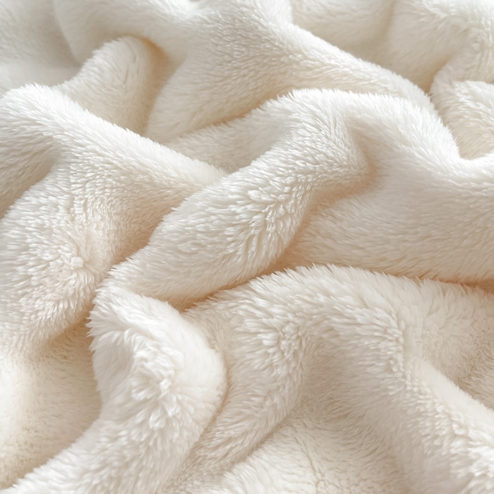 91家纺网 家纺一手货源 找家纺 梵克保罗 2025新款仿兔毛泡泡绒牛奶绒毛毯盖毯包边毛毯 米白