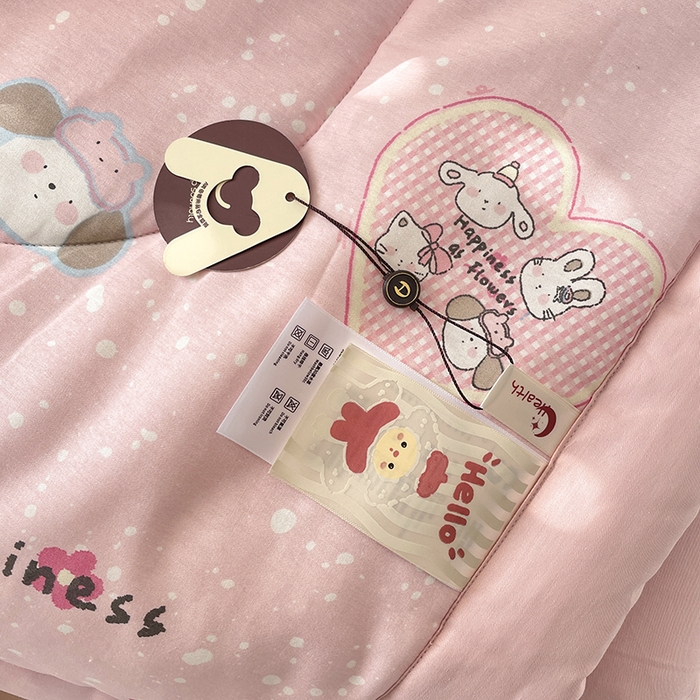 91家纺网 家纺一手货源 找家纺 梵克保罗 2025新款全棉夏被碎花卡通小清新简约纯棉夏凉被夏被四件套三件套 兔与狗