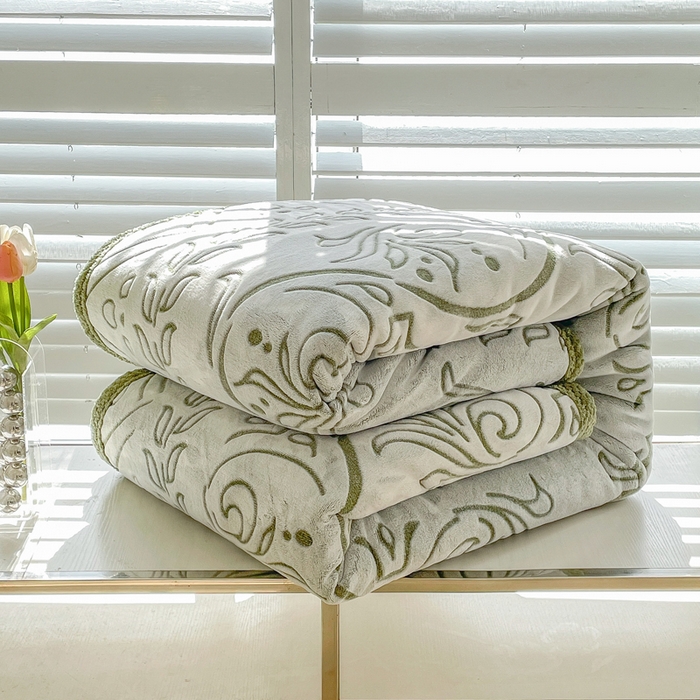 91家纺网 家纺一手货源 找家纺 （总）梵克保罗 2025新款背印剪花牛奶绒菠萝格复合毛毯