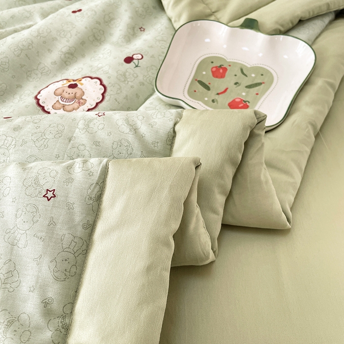 91家纺网 家纺一手货源 找家纺 梵克保罗 2025新款全棉夏被碎花卡通小清新简约纯棉夏凉被夏被四件套三件套 小可爱樱桃