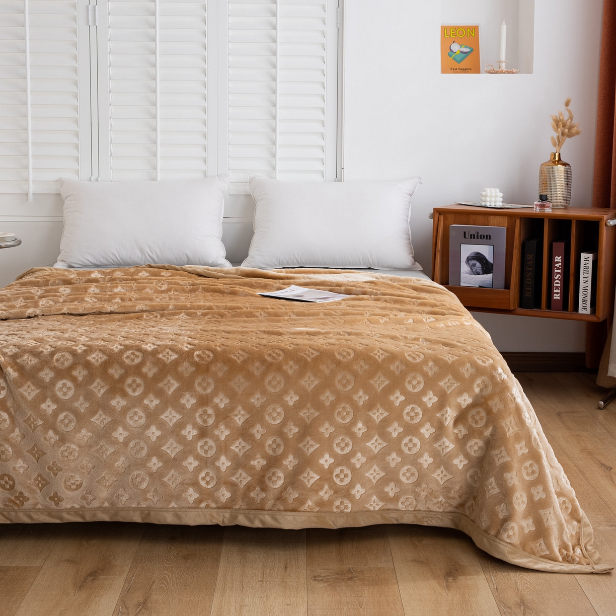 91家纺网 家纺一手货源 找家纺 梵克保罗 2025新款3D立体印花四季盖毯400克 3D驼