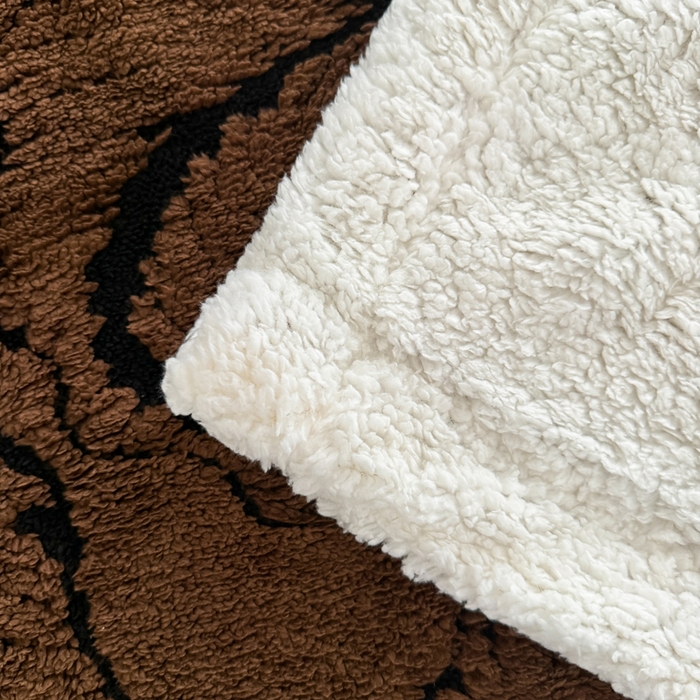 91家纺网 家纺一手货源 找家纺 梵克保罗 2025新款双层阳离子叶子提花塔芙绒羊羔绒跨境双层毛毯盖毯毯子 叶子咖色