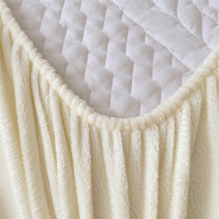 91家纺网 家纺一手货源 找家纺 梦舒羽 2025新款牛奶绒夹棉床笠床单床盖床罩床护垫床垫保护罩三件套-轻奢 轻奢款-象牙白