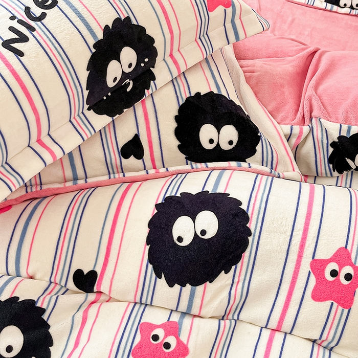 91家纺网 家纺一手货源 找家纺 瑞莱 （上新）2025新款印花牛奶绒四件套-卡通系列 栗子球