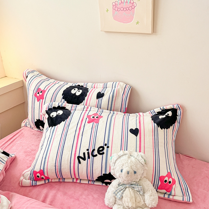 91家纺网 家纺一手货源 找家纺 瑞莱 （上新）2025新款印花牛奶绒四件套-卡通系列 栗子球