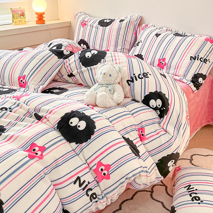 91家纺网 家纺一手货源 找家纺 瑞莱 （上新）2025新款印花牛奶绒四件套-卡通系列 栗子球