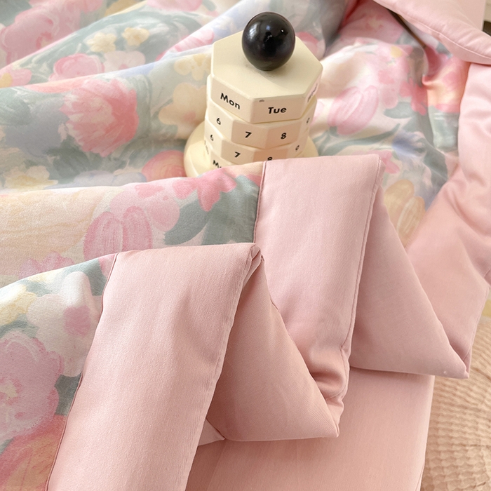 91家纺网 家纺一手货源 找家纺 梵克保罗 2025新款全棉夏被碎花卡通小清新简约纯棉夏凉被夏被四件套三件套 郁金花开