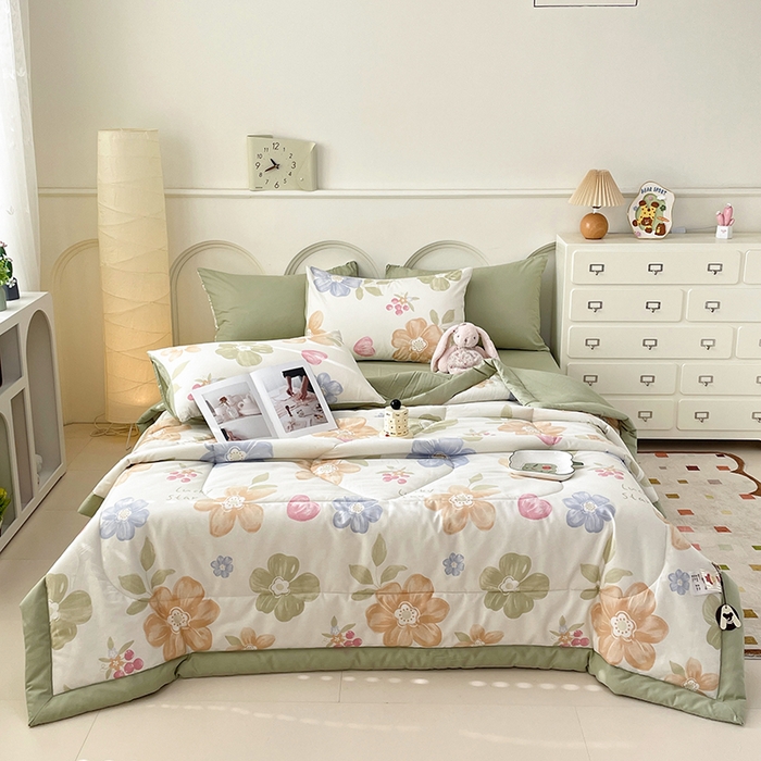 91家纺网 家纺一手货源 找家纺 梵克保罗 2025新款全棉夏被碎花卡通小清新简约纯棉夏凉被夏被四件套三件套 云锦花卉